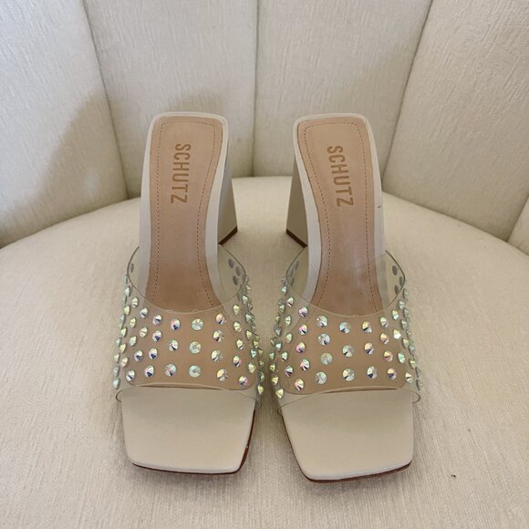 Schutz Lizah Crystal - Creme/White - Size 7.5 - Picture 6 of 6